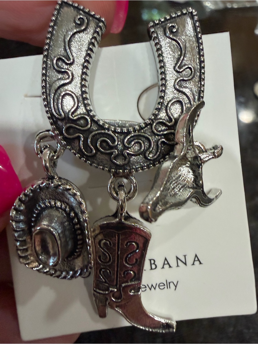 Silver Western Charm Brooch Cluster - Picture 2 of 5